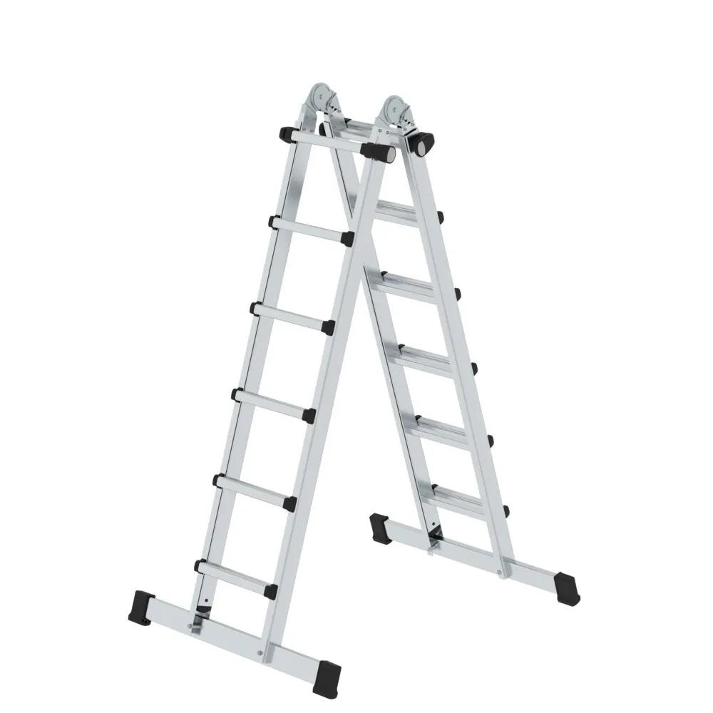MUNK - Sprossen-Teleskopleiter 4-teilig mit Traverse 4x6 Sprossen