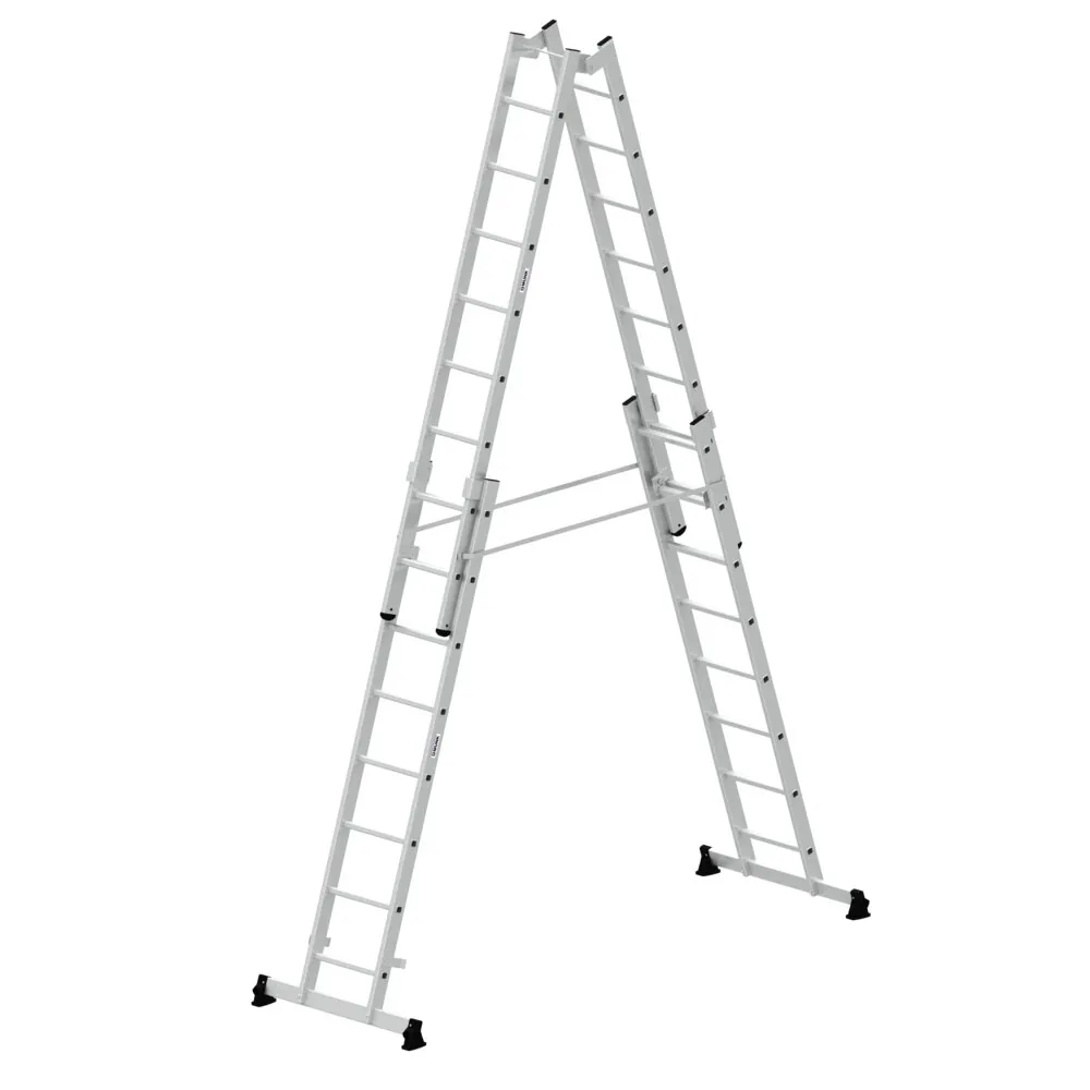 MUNK - Sprossen-Stehleiter 4-teilig mit nivello®-Traverse 4x8 Sprossen