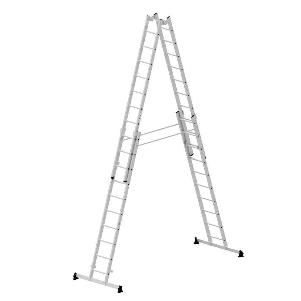 MUNK - Sprossen-Stehleiter 4-teilig mit nivello®-Traverse 4x10 Sprossen