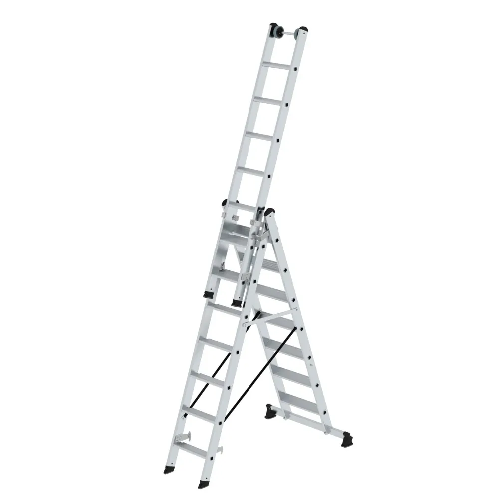MUNK - Stufen-Mehrzweckleiter 3-teilig mit nivello®-Traverse 3x7 Stufen