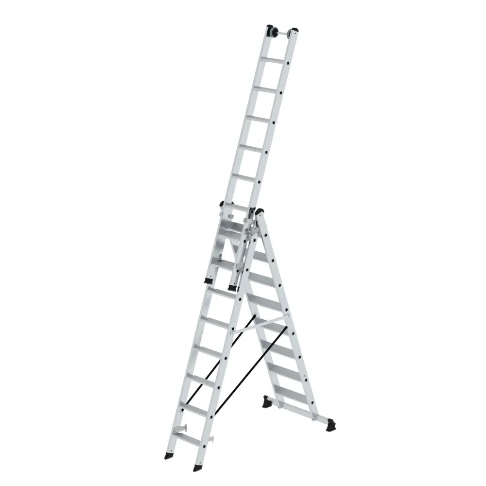 MUNK - Stufen-Mehrzweckleiter 3-teilig mit nivello®-Traverse 3x8 Stufen