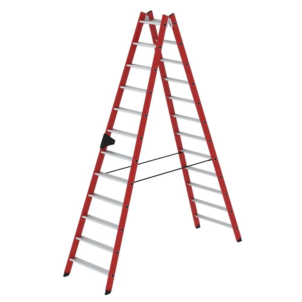 MUNK - Stufen-Stehleiter beidseitig begehbar GFK / Alu 2x12 Stufen