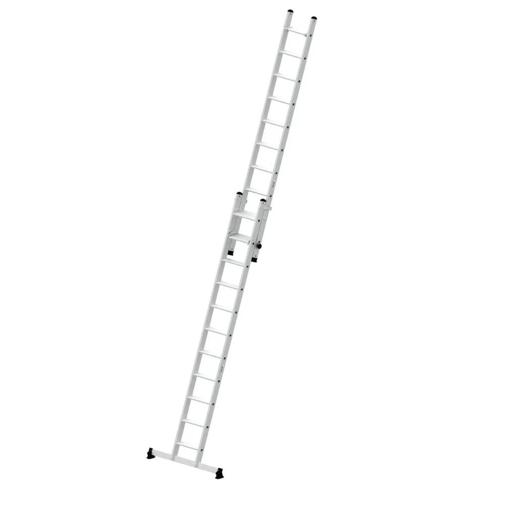 MUNK - Stufen-Schiebeleiter 2-teilig mit nivello®-Traverse 1x11 + 1x10 Stufen