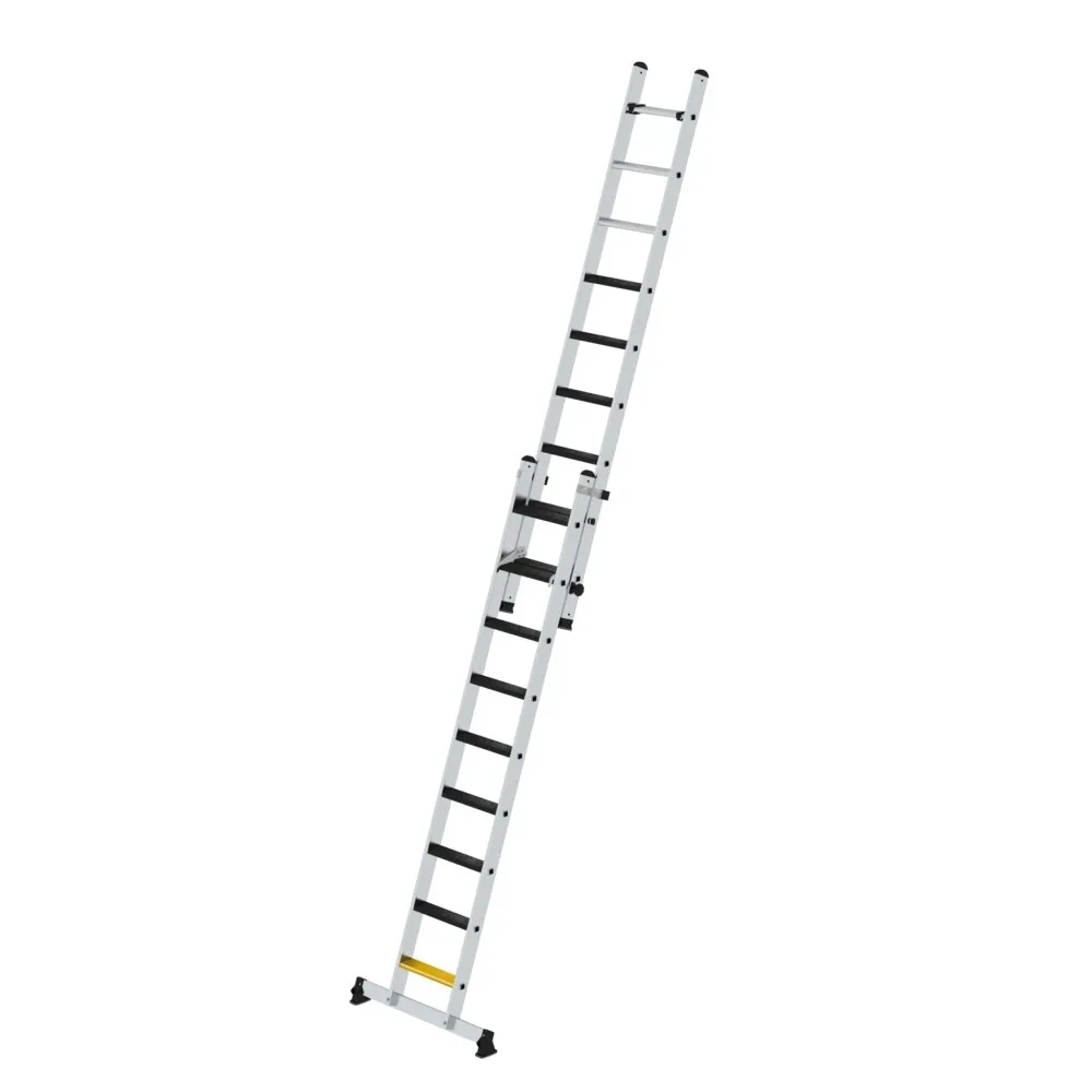 MUNK - Stufen-Schiebeleiter 2-teilig mit nivello-Traverse und clip-step R13 2x9