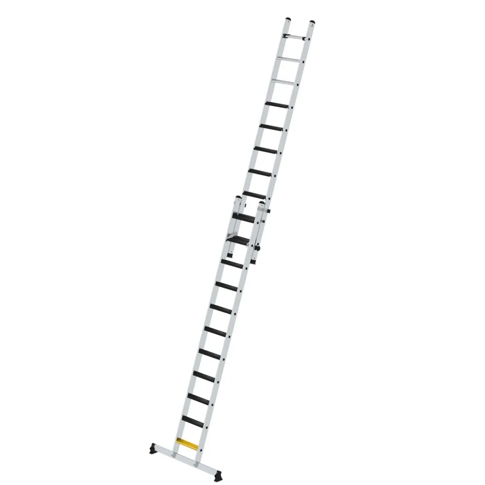 MUNK - Stufen-Schiebeleiter 2-teilig mit nivello-Traverse und clip-step R13 1x11 + 1x10