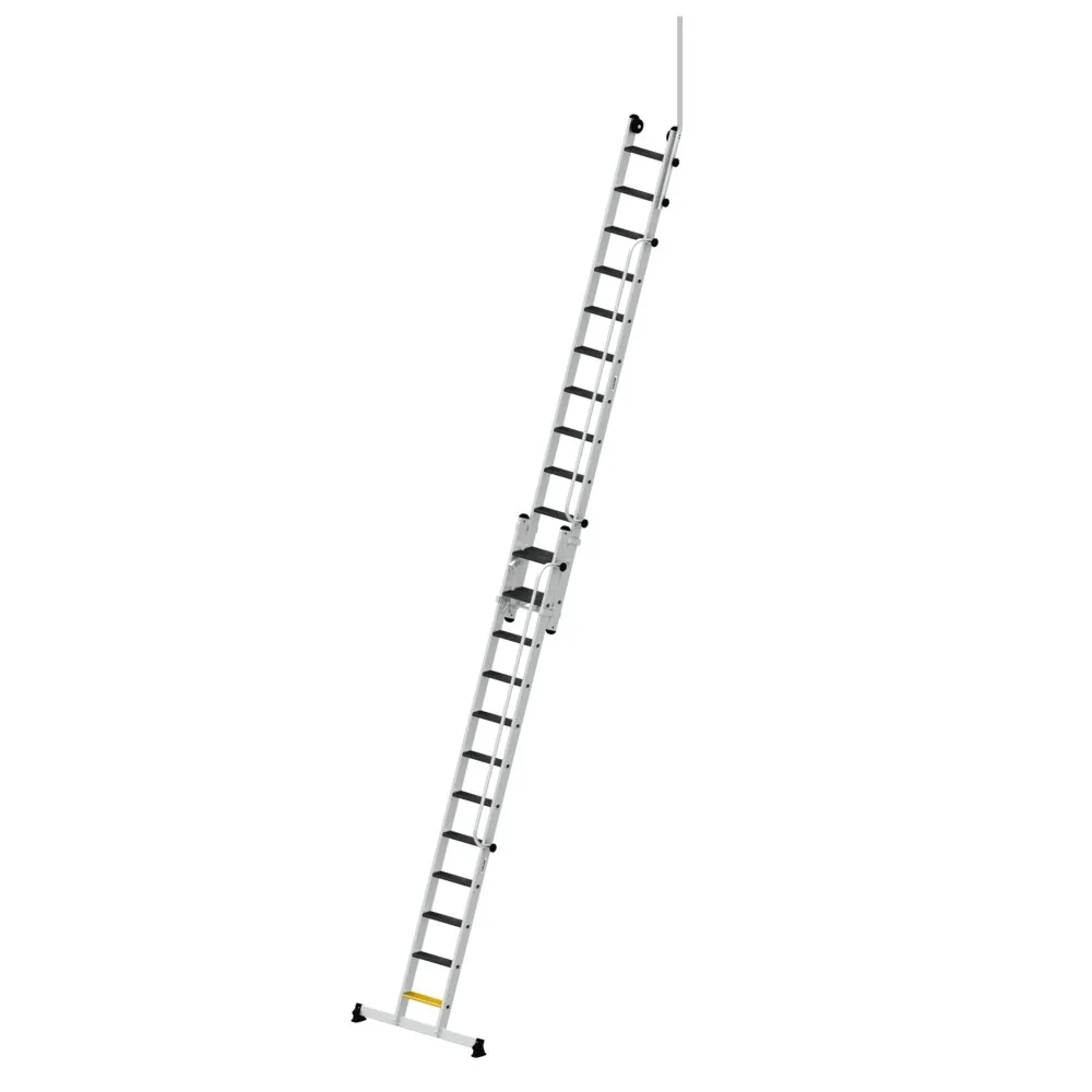 MUNK - Stufen-Seilzugleiter 2-teilig mit Handlauf und Ausstiegsholm 2x12 Stufen