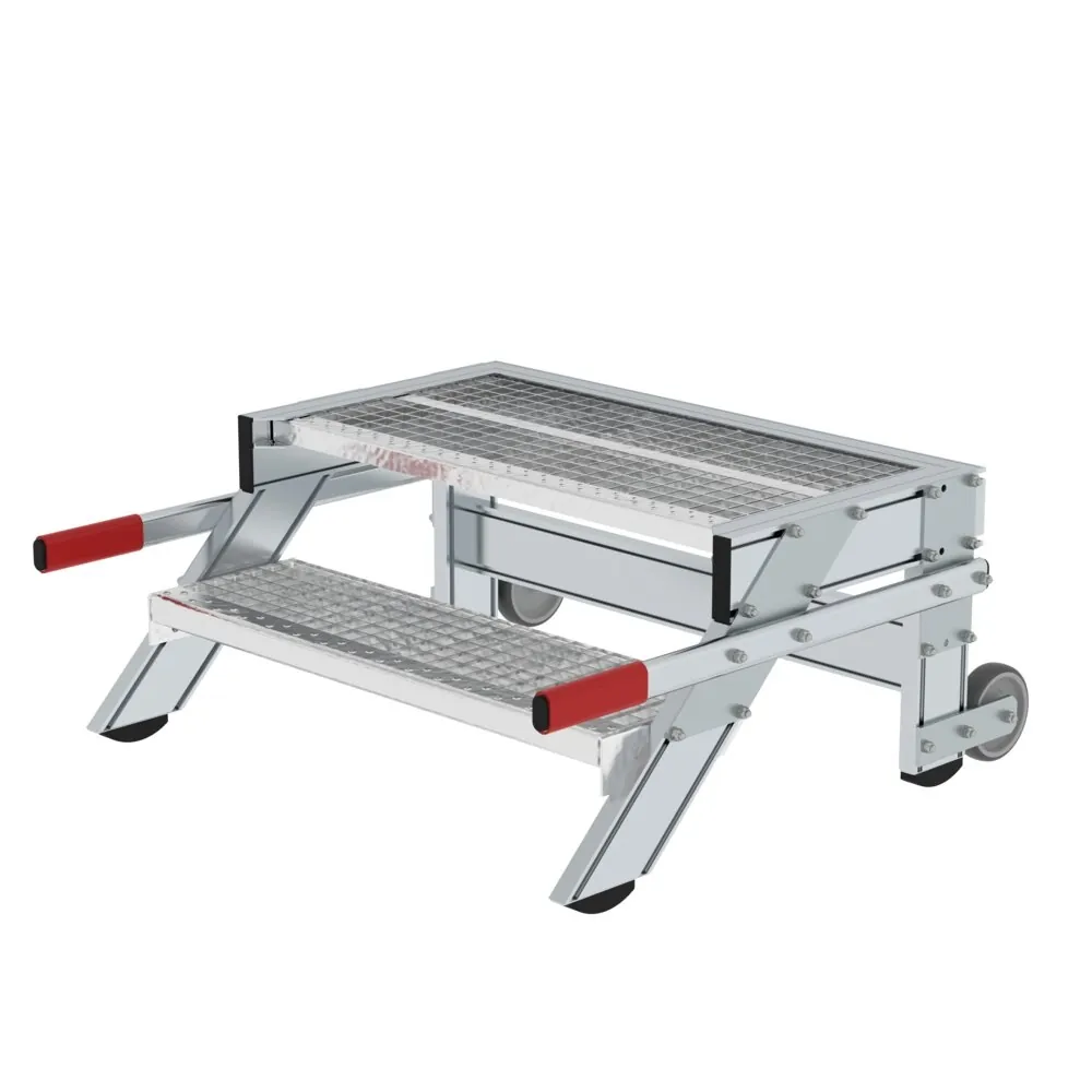 MUNK - Arbeitspodest fahrbar, Stufenbreite 800 mm, Stahl-Gitterrost 2 Stufen