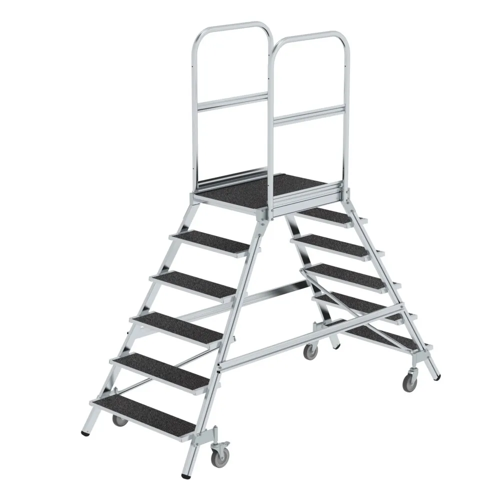 MUNK - Podesttreppe beids. begehbar mit Federrolle Korundbeschichtung R13 6 Stufen