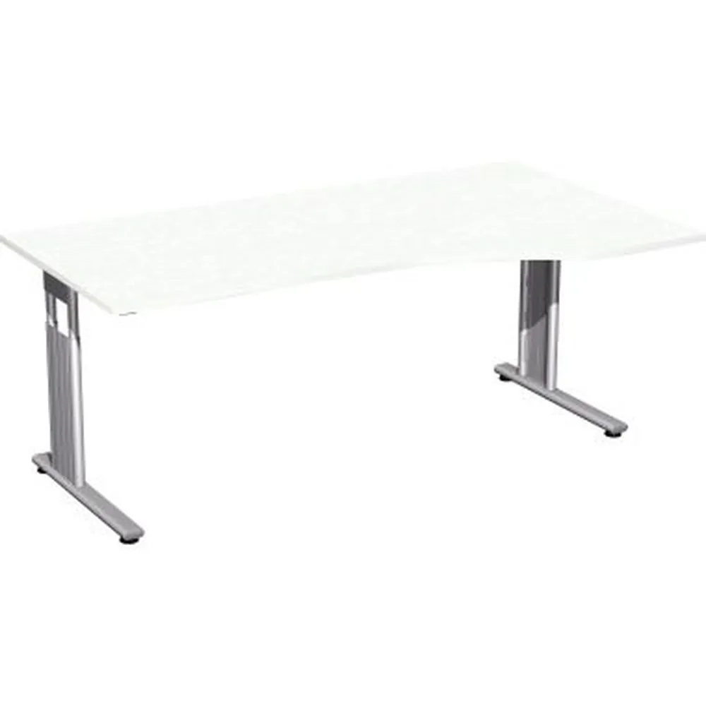 geramöbel - Schreibtisch Flex rechts S-617305-WS C-Fuß weiß/silber