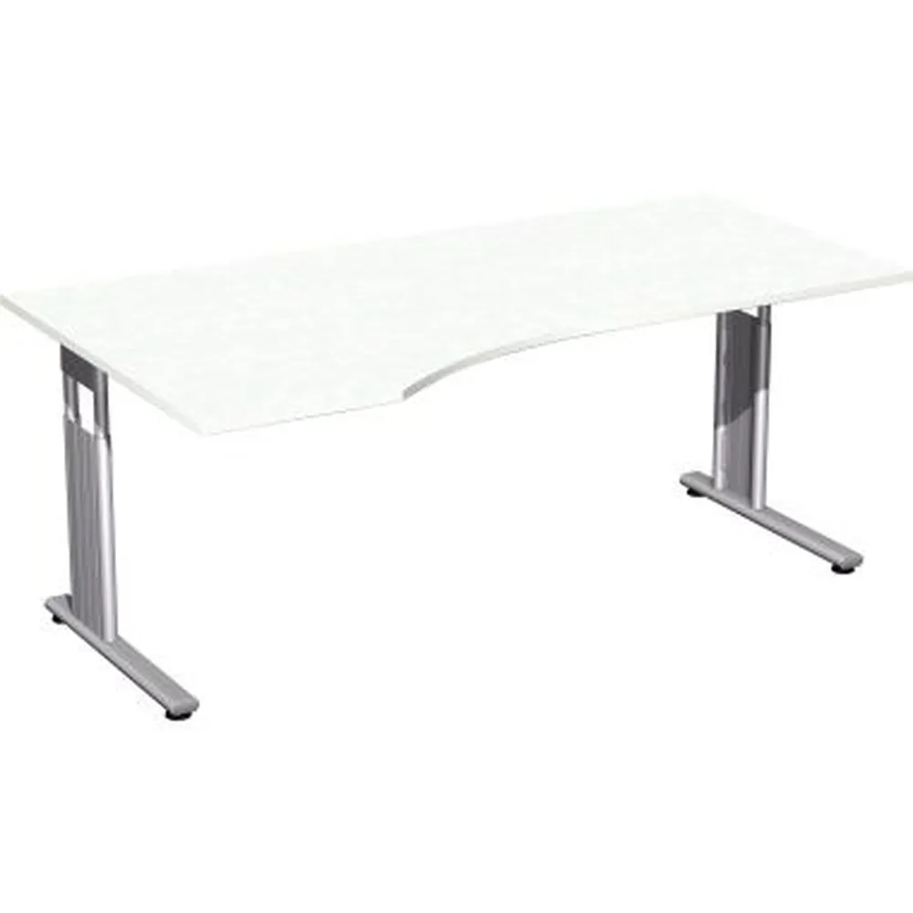 geramöbel - Schreibtisch Flex links S-617306-WS C-Fuß weiß/silber