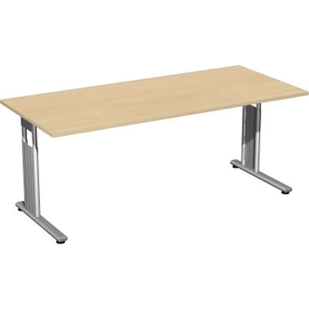 geramöbel - Schreibtisch C-Fuß Flex S-617146-BS 180x80x68-82cm buche/silber