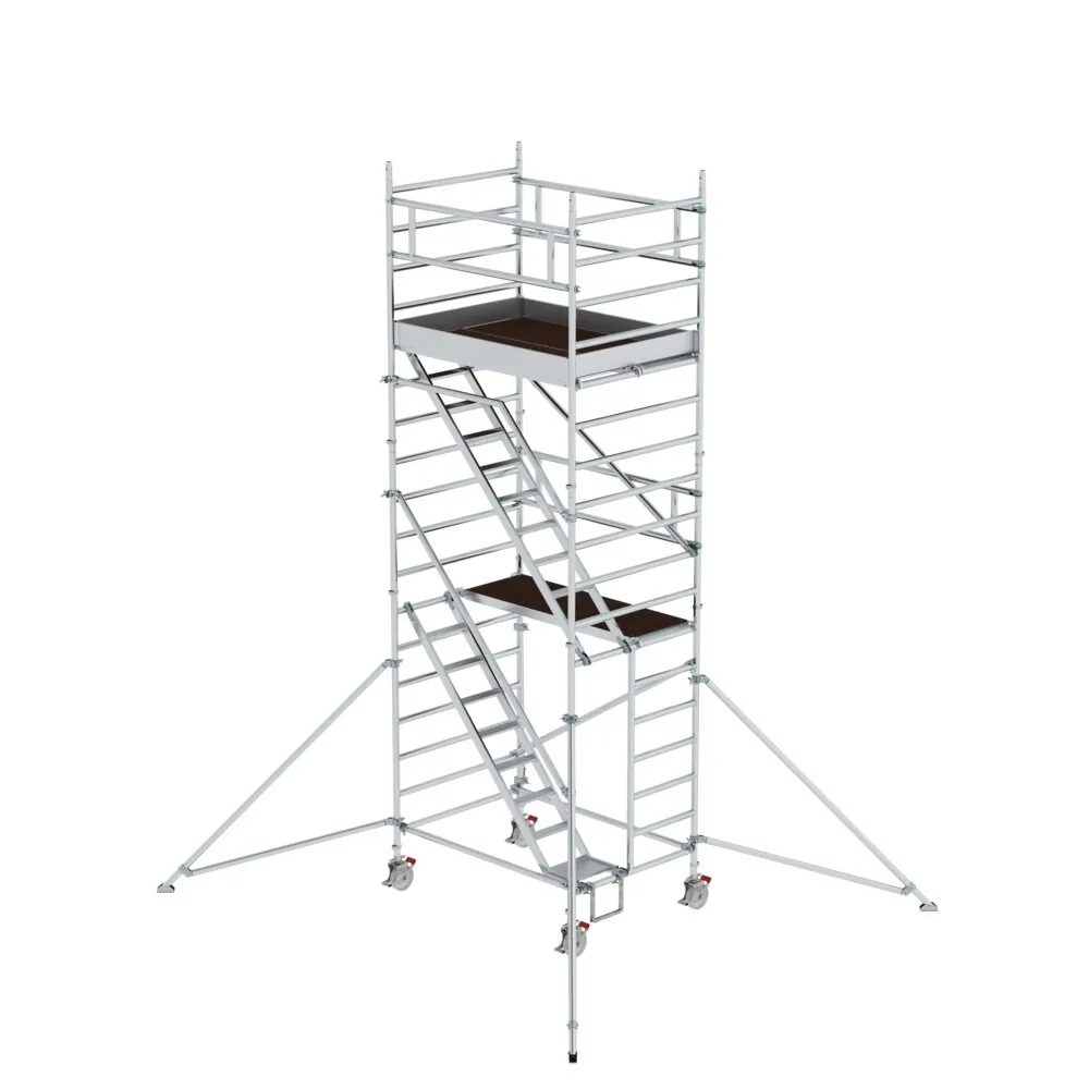 MUNK - Rollgerüst 1,35 x 1,80 m mit Schrägaufstiegen & Ausleger Plattformhöhe 4,47 m
