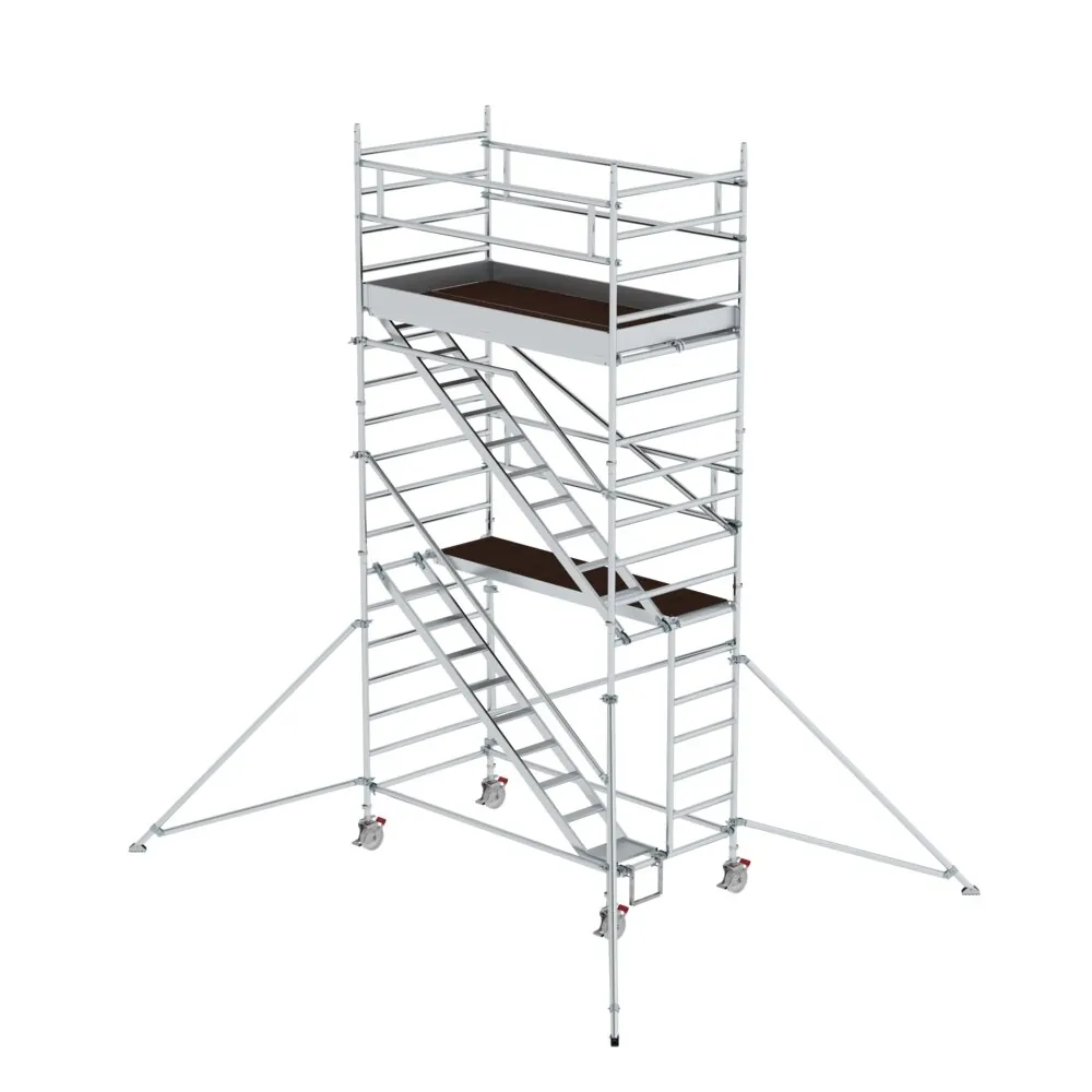 MUNK - Rollgerüst 1,35 x 2,45 m mit Schrägaufstiegen & Ausleger Plattformhöhe 4,47 m