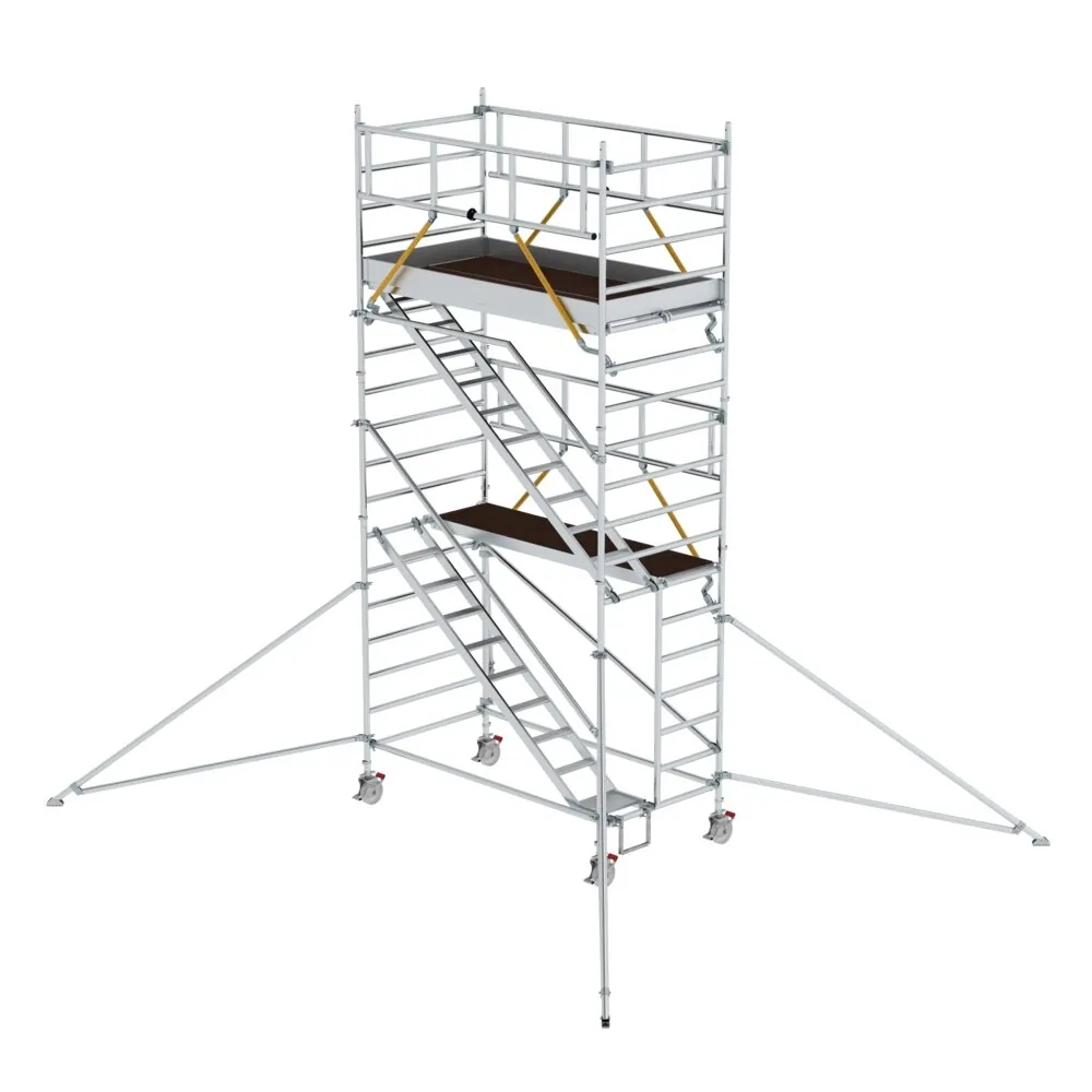 MUNK - Rollgerüst SG 1,35 x 2,45 m mit Schrägaufstiegen & Ausleger Plattformhöhe 4,47 m