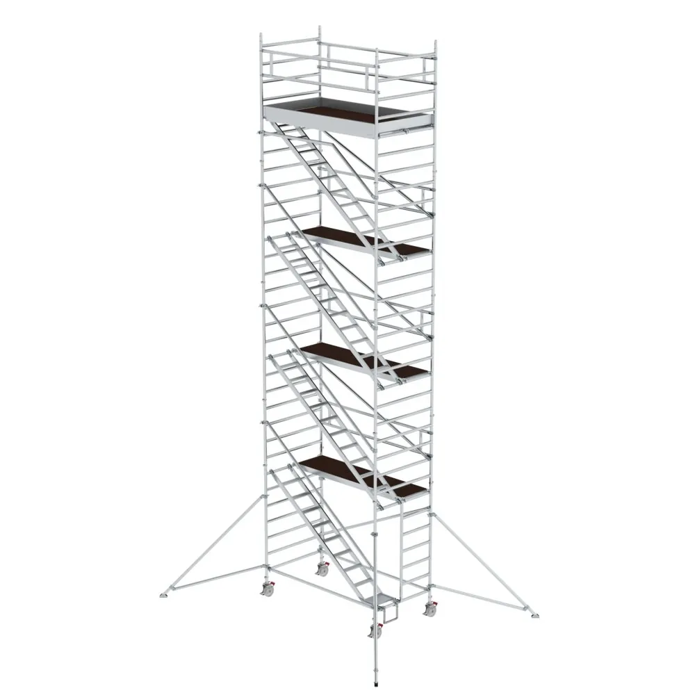 MUNK - Rollgerüst 1,35 x 2,45 m mit Schrägaufstiegen & Ausleger Plattformhöhe 8,39 m