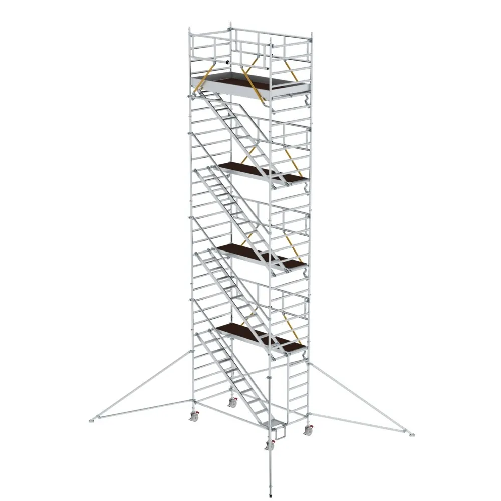 MUNK - Rollgerüst SG 1,35 x 2,45 m mit Schrägaufstiegen & Ausleger Plattformhöhe 8,39 m