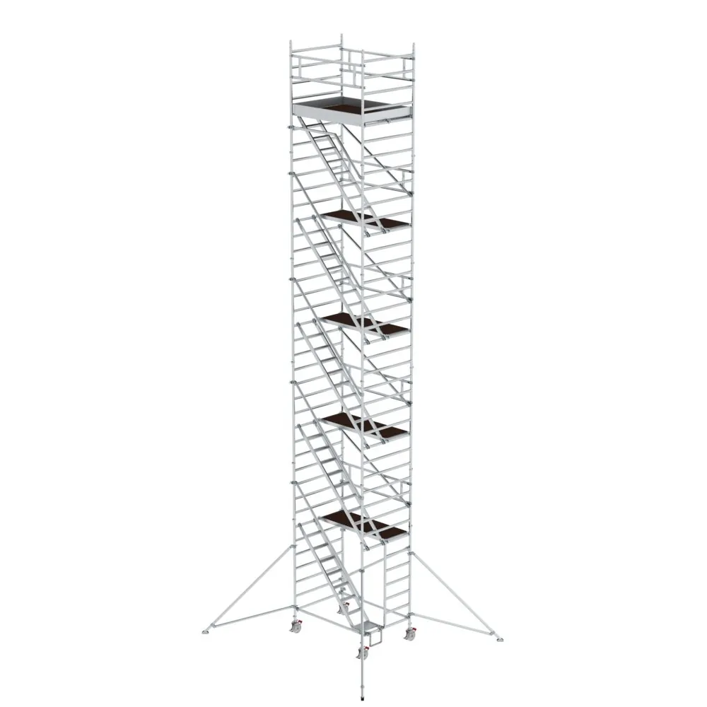 MUNK - Rollgerüst 1,35 x 1,80 m mit Schrägaufstiegen & Ausleger Plattformhöhe 10,35 m