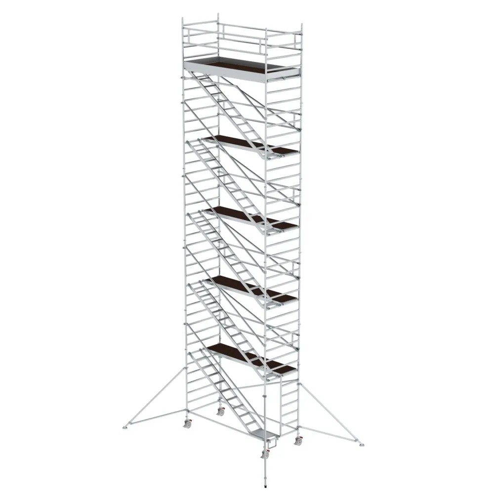 MUNK - Rollgerüst 1,35 x 3,0 m mit Schrägaufstiegen & Ausleger Plattformhöhe 10,35 m