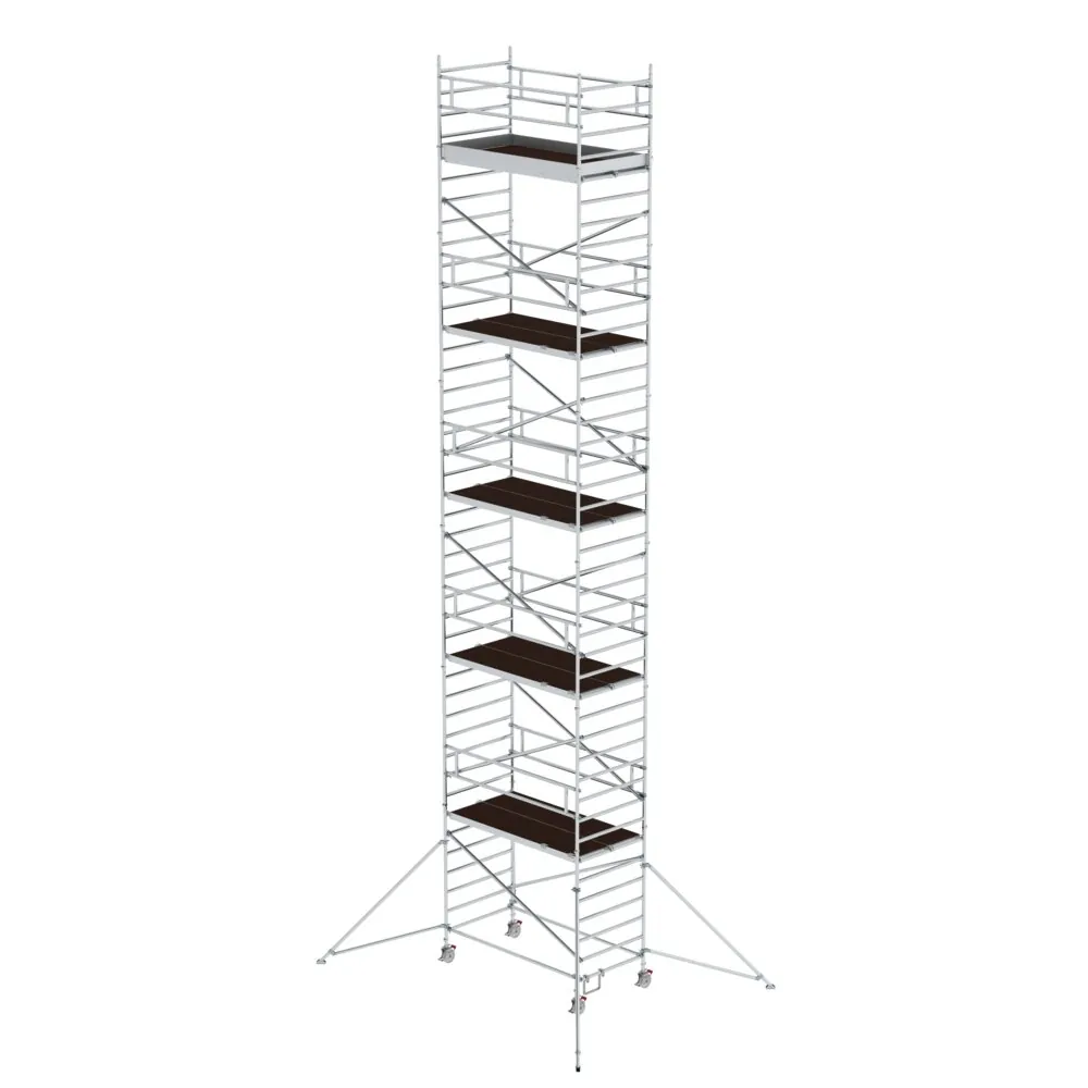MUNK - Rollgerüst 1,35 x 2,45 m mit Ausleger & Doppel-Plattform Plattformhöhe 11,47 m