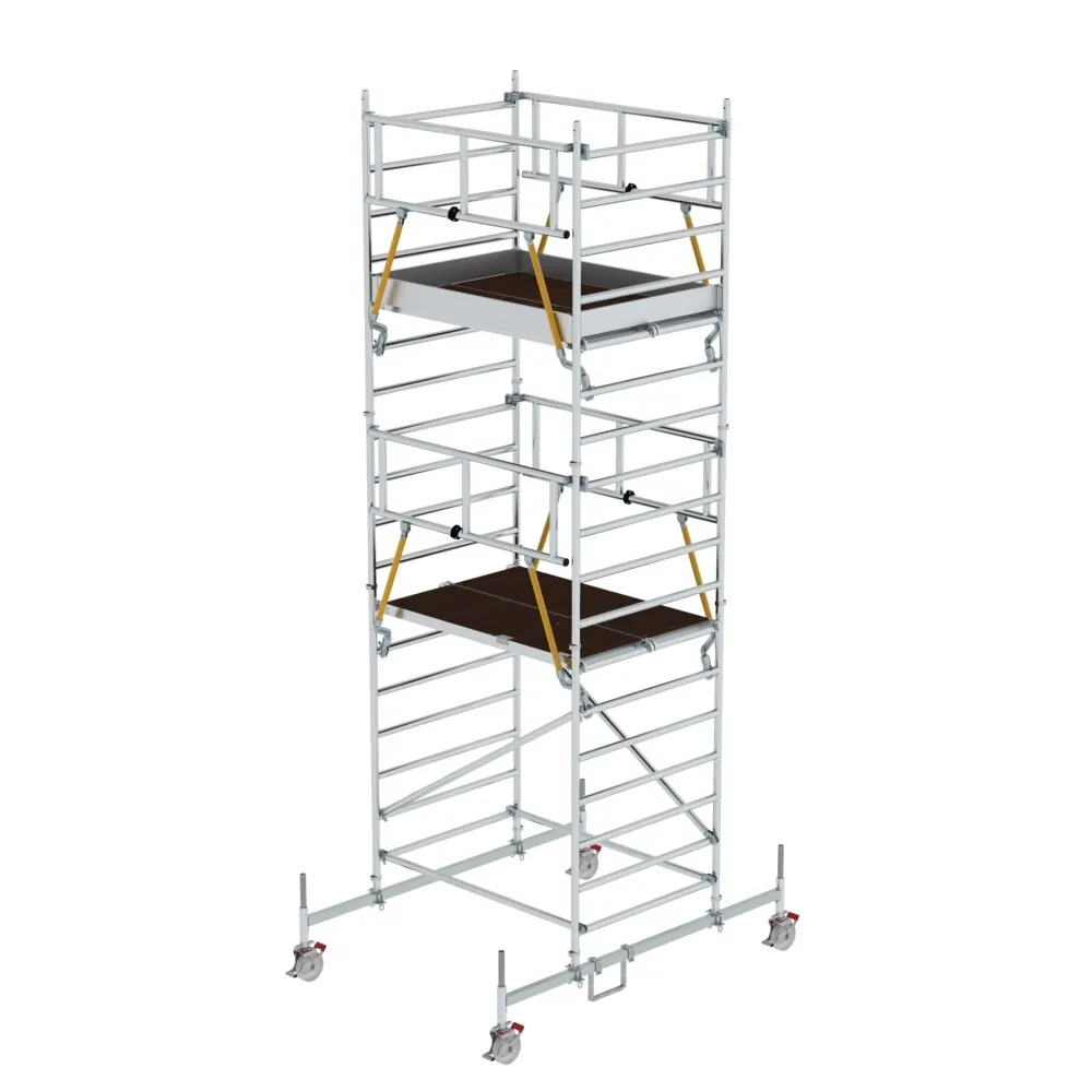 MUNK - Rollgerüst SG 1,35 x 1,80 m mit Fahrbalken & Doppel-Plattform Plattformhöhe 4,66