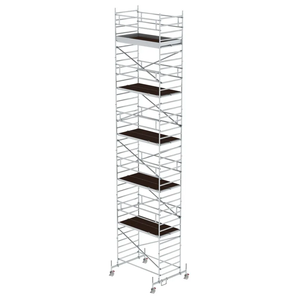 MUNK - Rollgerüst 1,35 x 2,45 m mit Fahrbalken & Doppel-Plattform Plattformhöhe 10,54 m