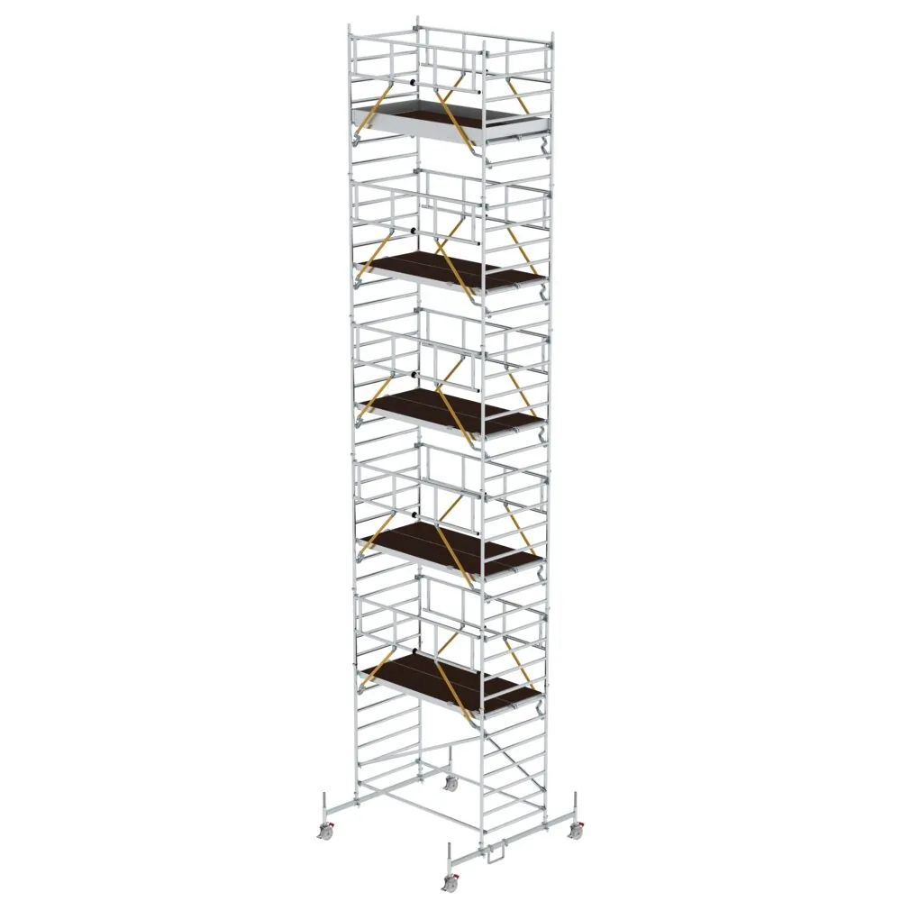 MUNK - Rollgerüst SG 1,35 x 2,45 m mit Fahrbalken & Doppel-Plattform Plattformhöhe 10,5