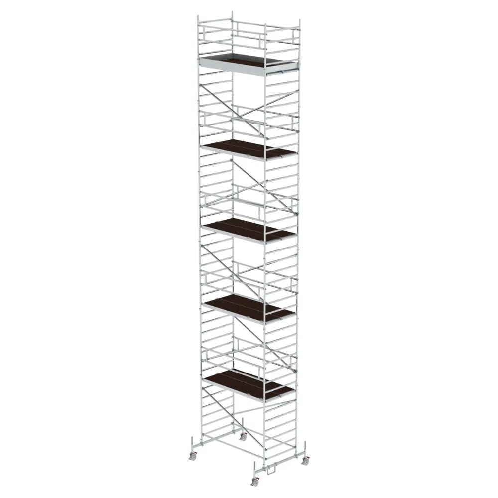 MUNK - Rollgerüst 1,35 x 2,45 m mit Fahrbalken & Doppel-Plattform Plattformhöhe 11,62 m
