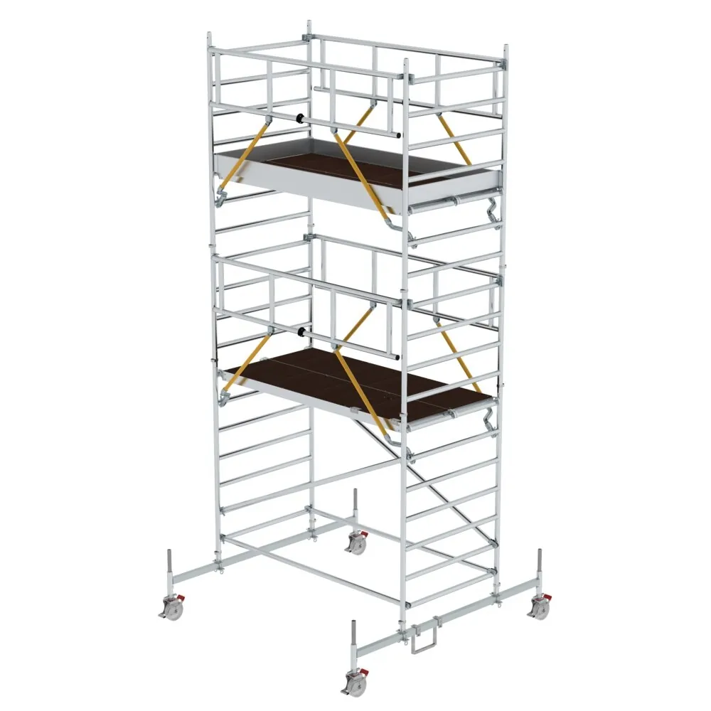 MUNK - Rollgerüst SG 1,35 x 2,45 m mit Fahrbalken & Doppel-Plattform Plattformhöhe 4,66