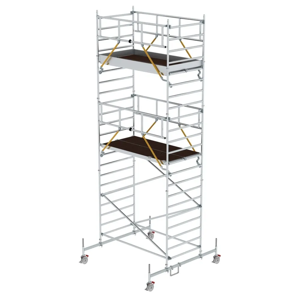MUNK - Rollgerüst SG 1,35 x 2,45 m mit Fahrbalken & Doppel-Plattform Plattformhöhe 5,78