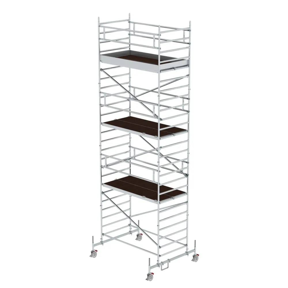 MUNK - Rollgerüst 1,35 x 2,45 m mit Fahrbalken & Doppel-Plattform Plattformhöhe 6,62 m