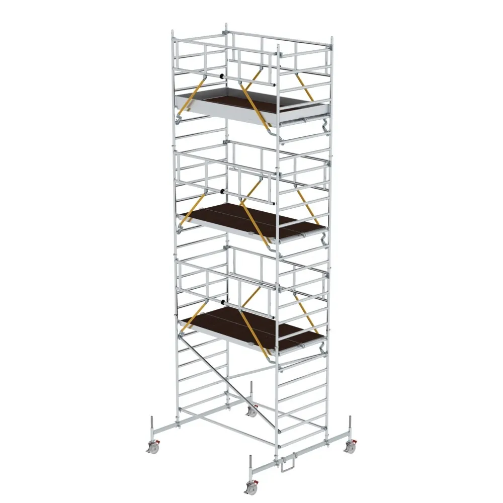 MUNK - Rollgerüst SG 1,35 x 2,45 m mit Fahrbalken & Doppel-Plattform Plattformhöhe 6,62