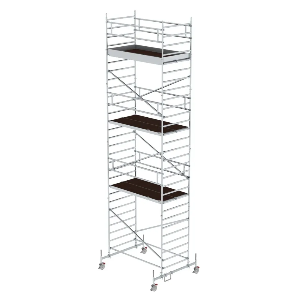 MUNK - Rollgerüst 1,35 x 2,45 m mit Fahrbalken & Doppel-Plattform Plattformhöhe 7,74 m