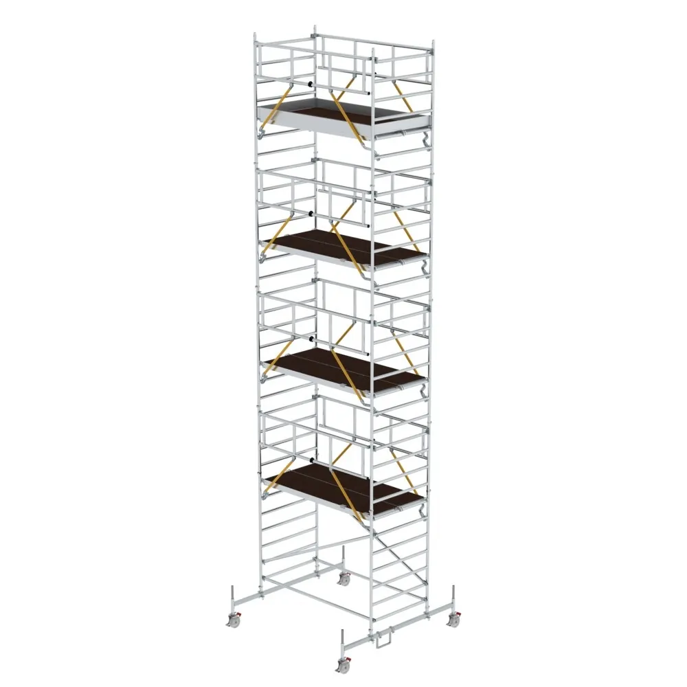 MUNK - Rollgerüst SG 1,35 x 2,45 m mit Fahrbalken & Doppel-Plattform Plattformhöhe 8,58