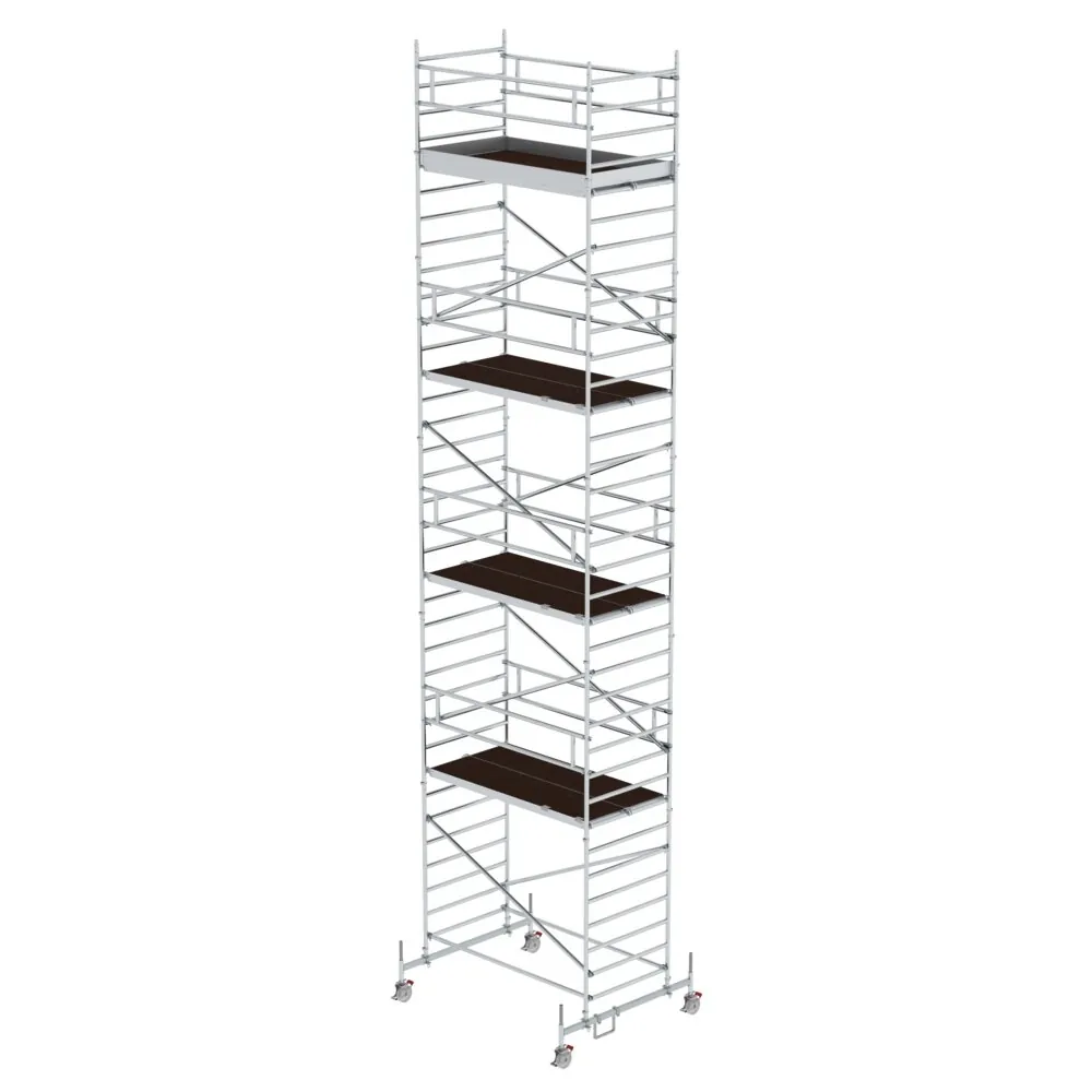 MUNK - Rollgerüst 1,35 x 2,45 m mit Fahrbalken & Doppel-Plattform Plattformhöhe 9,70 m