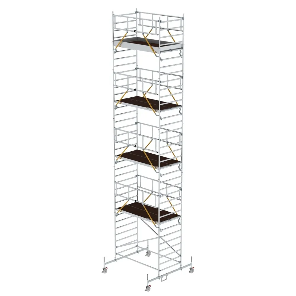 MUNK - Rollgerüst SG 1,35 x 2,45 m mit Fahrbalken & Doppel-Plattform Plattformhöhe 9,70