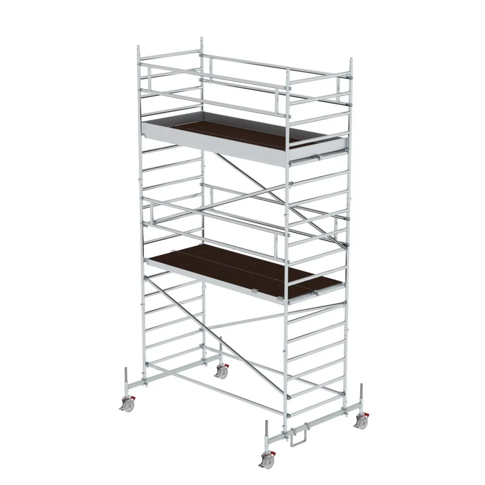 MUNK - Rollgerüst 1,35 x 3,0 m mit Fahrbalken & Doppel-Plattform Plattformhöhe 4,66 m