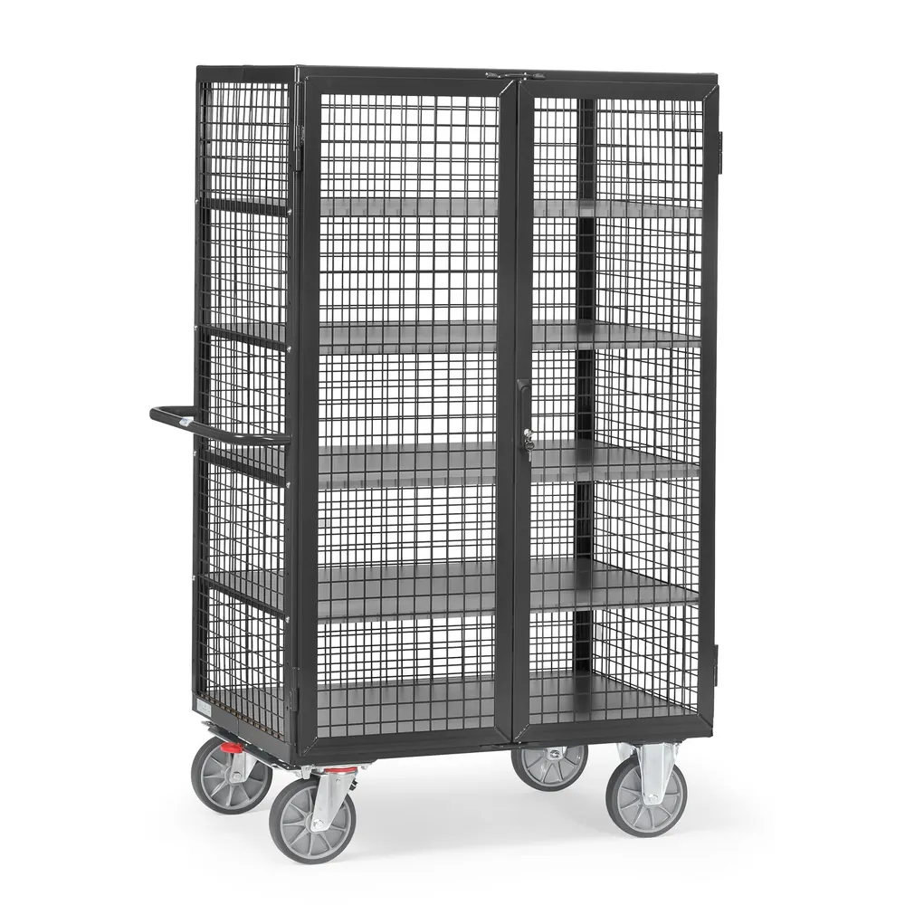 fetra® - Drahtkastenwagen 750kg 1000x600mm Treibriegel-Verschluss 2 Flügeltüren