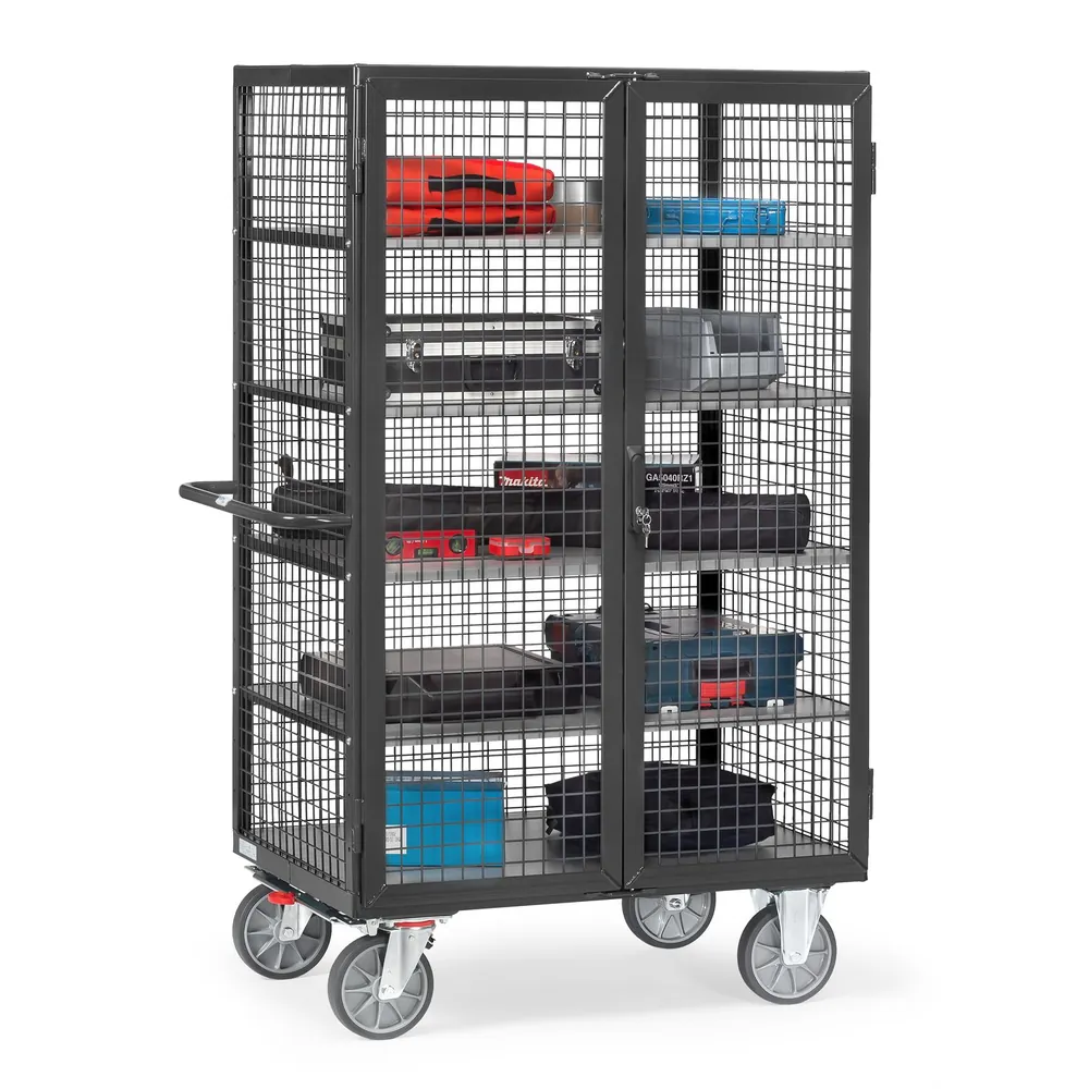 fetra® - Drahtkastenwagen 750kg 1000x600mm Treibriegel-Verschluss 2 Flügeltüren Hover Image