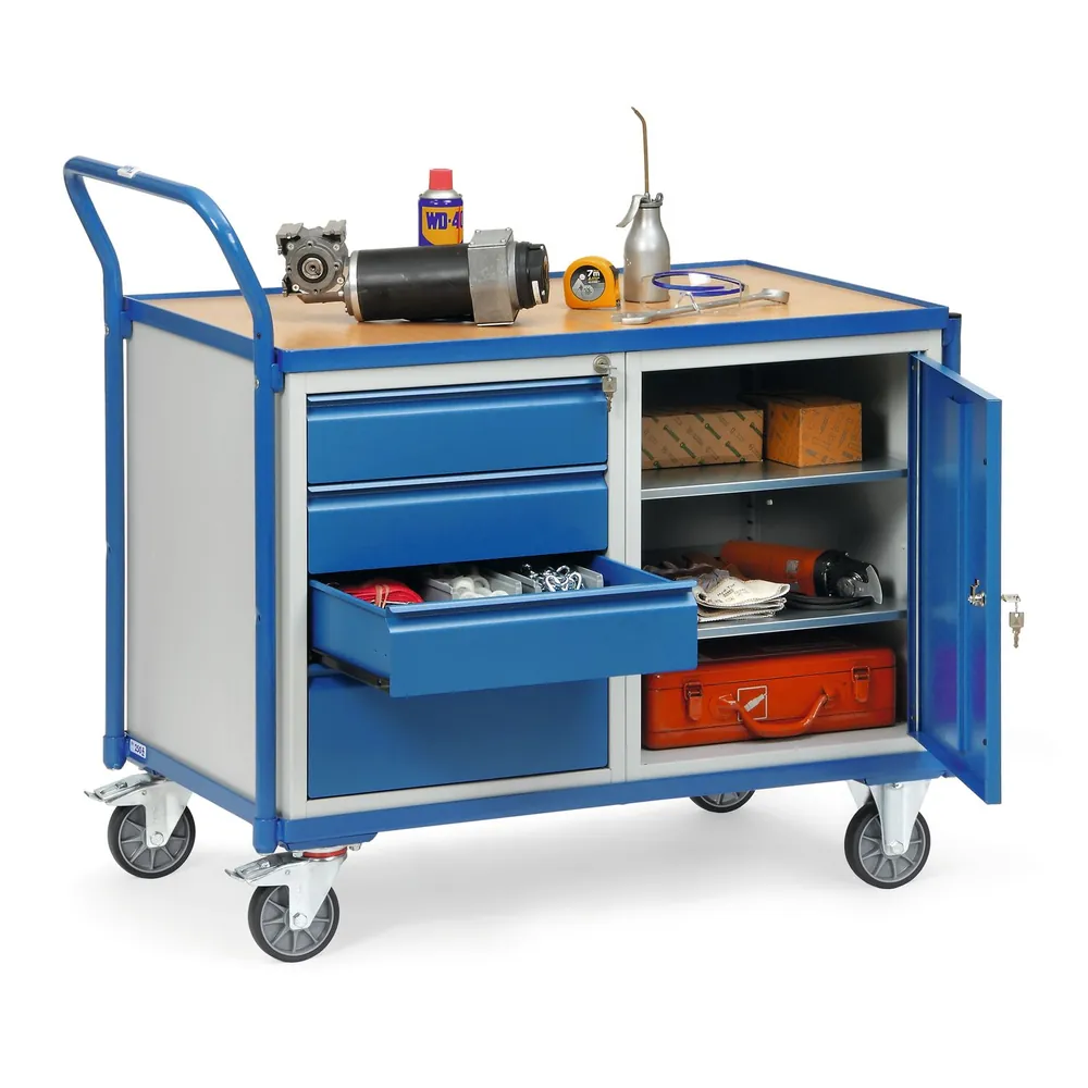 fetra® - Tischwagen 2635, 1 Ebene / 4 Schubladen / 1 Flügeltür, Tragkraft 300kg Hover Image