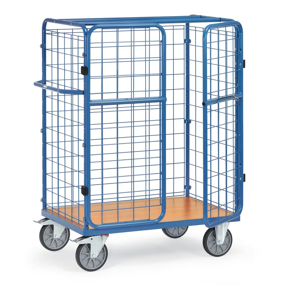 fetra® - Paketwagen 8483-3, Drahtgitterwände, Doppelflügeltüren, Tragkraft 600kg