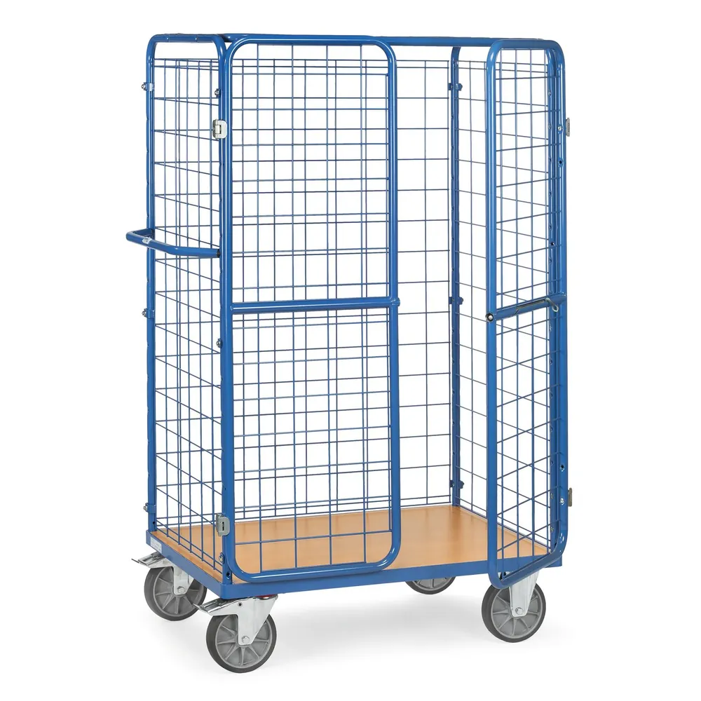 fetra® - Paketwagen 8581-3D, Drahtgitterwände, Doppelflügeltüren, Dach, Tragkraft 600kg