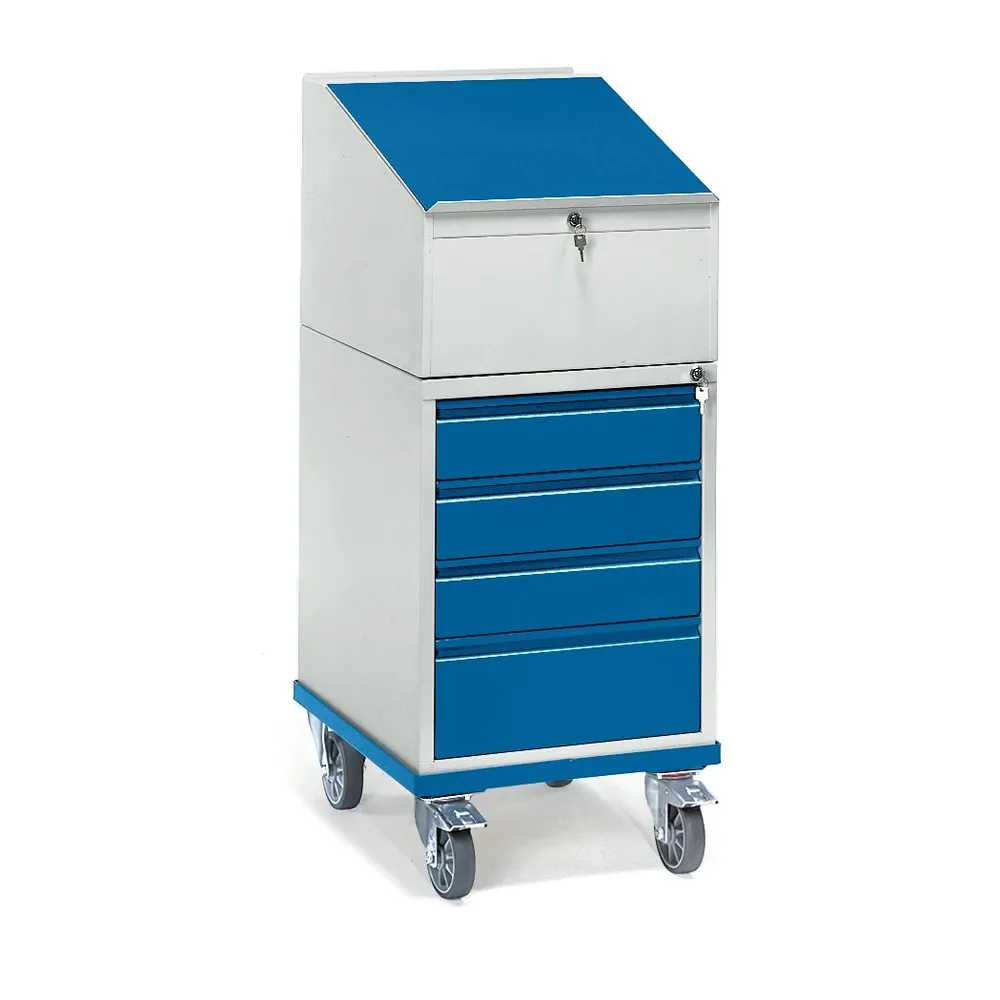 fetra® - Rollschrank mit Schreibpult 2449, 4 Schubladen, Tragkraft 150kg