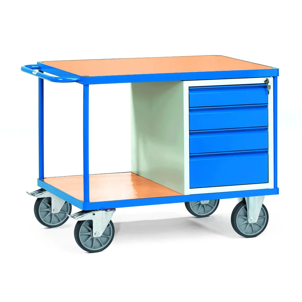 fetra® - Werkstattwagen 2474, 2 Ebenen, 4 Schubladen, Tragkraft 600kg
