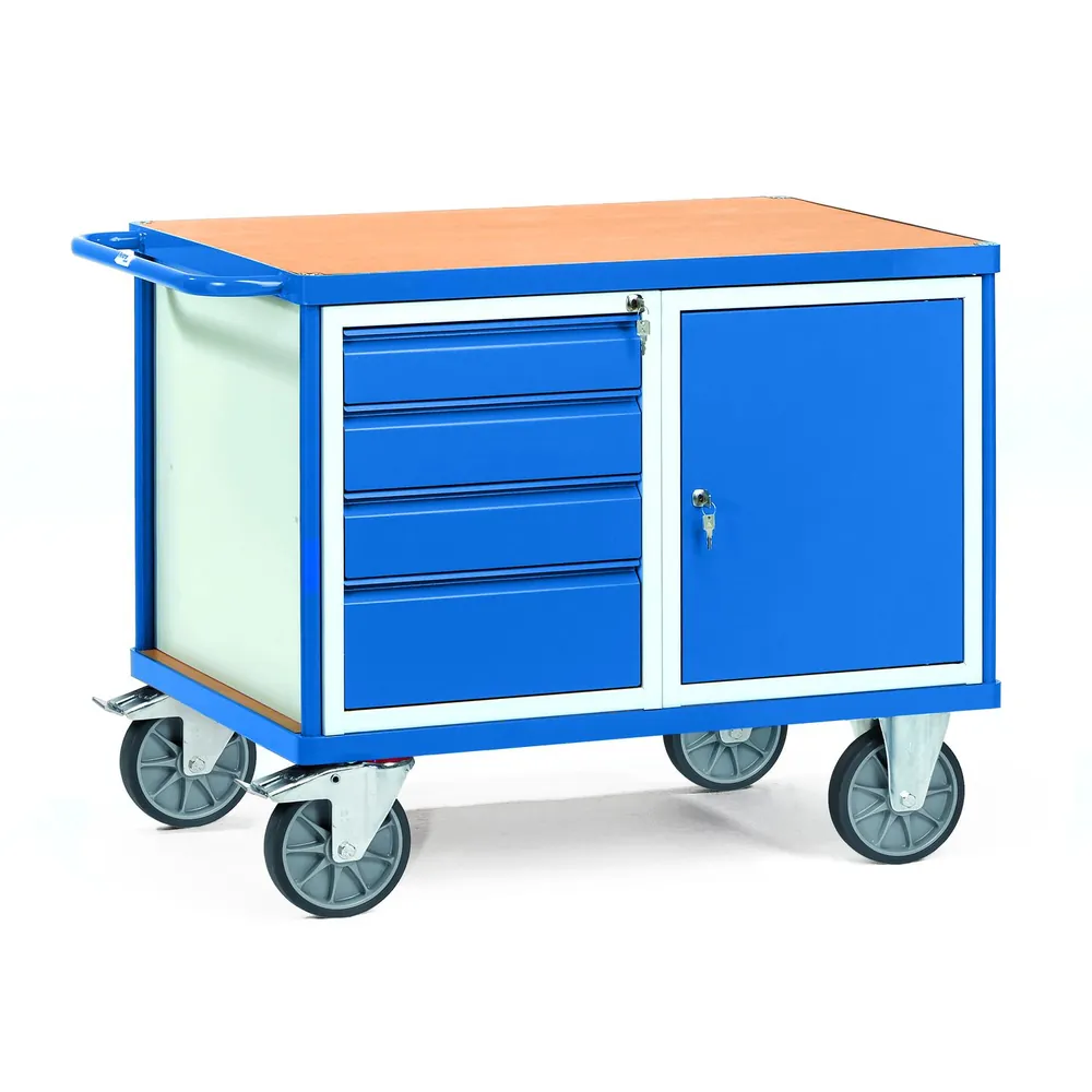 fetra® - Werkstattwagen 2476, 1 Ebene, 4 Schubladen, Flügeltür, Tragkraft 600kg