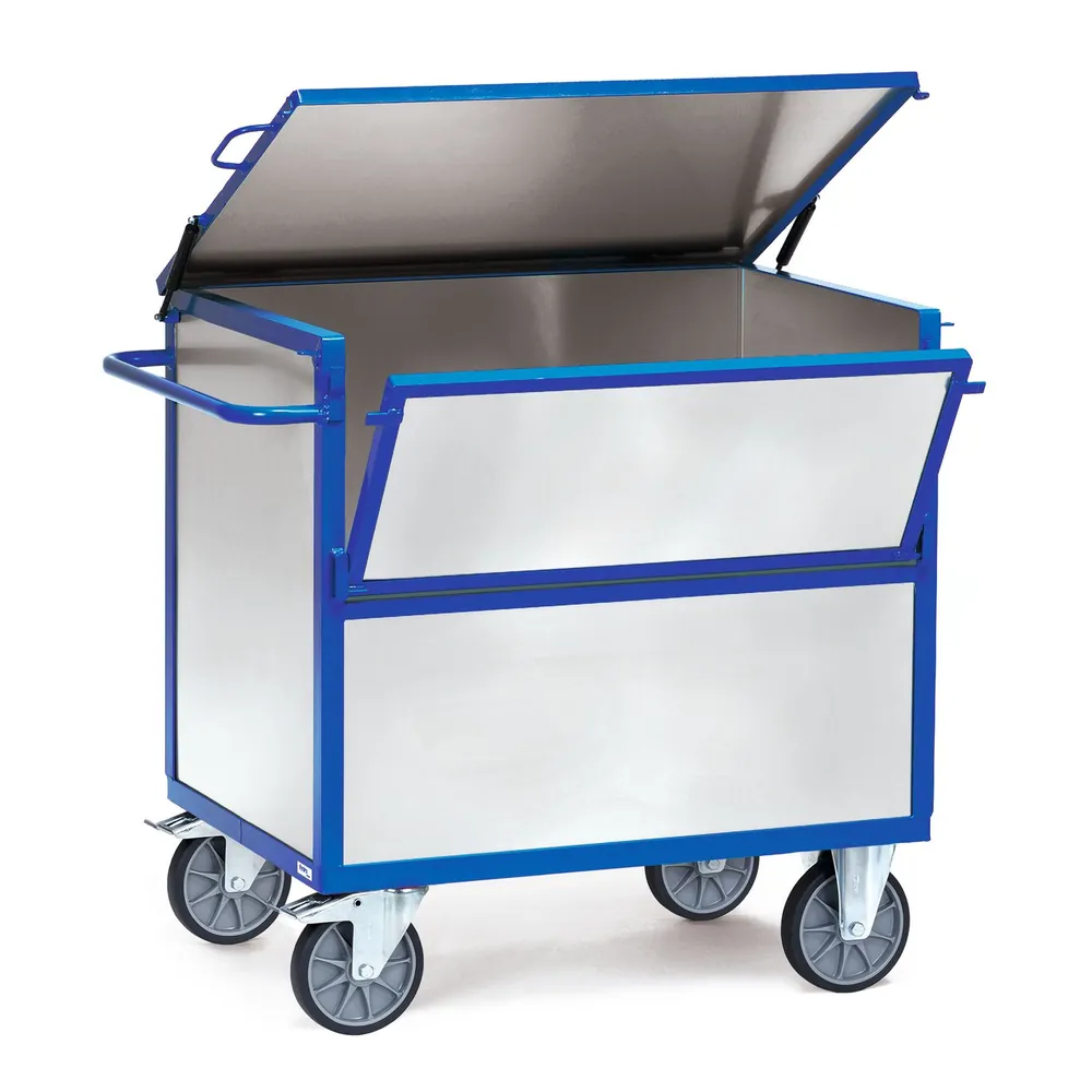 fetra® - Blechkastenwagen 2832, Deckel klappbar, TPE-Reifen, Tragkraft 600kg