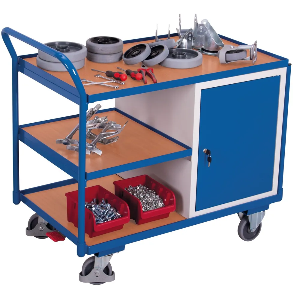 VARIOfit - Werkstattwagen 250kg, 1125 x 625 x 1010mm, 3 Ladeflächen , 1 Schrank Hover Image