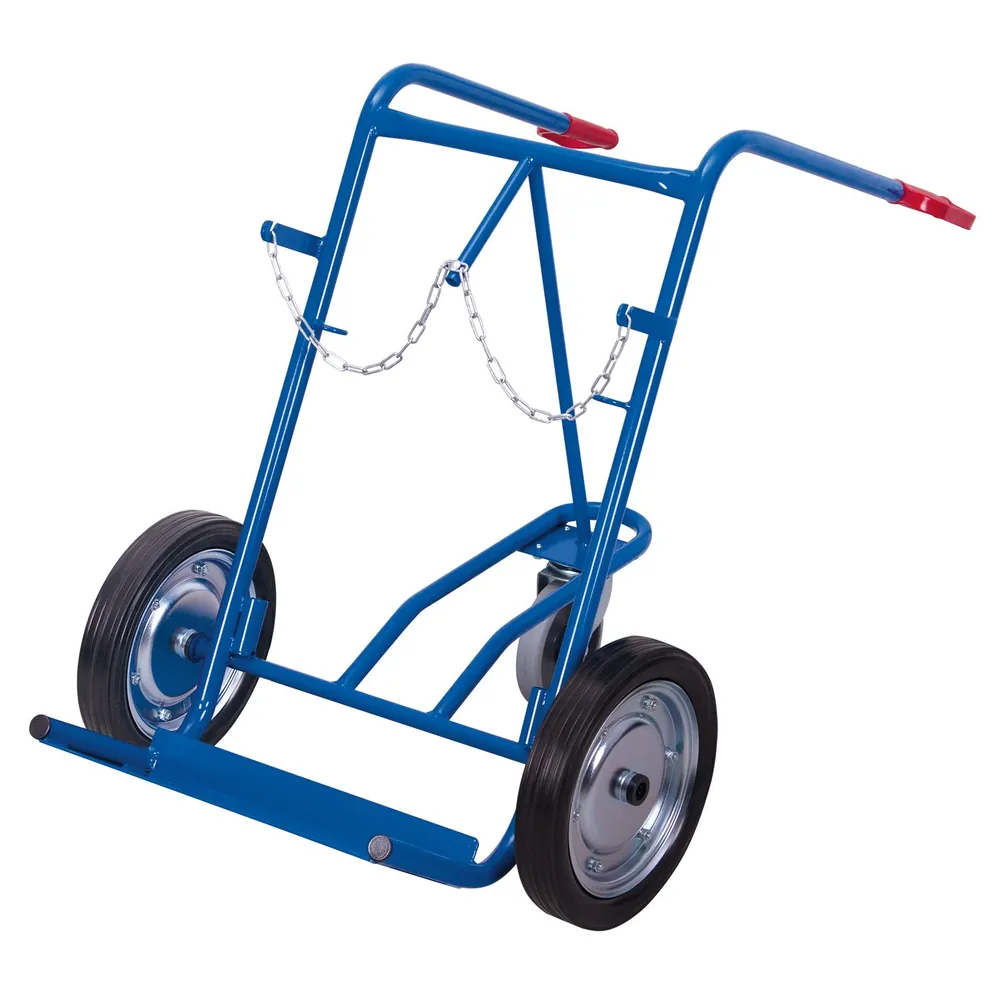 VARIOfit - Stahlflaschenkarre 200 kg für 2x 40-50 l, Vollgummireifen, Stützrad