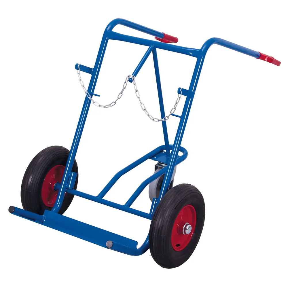 VARIOfit - Stahlflaschenkarre 200 kg für 2x 40-50 l, Luftreifen, Stützrad