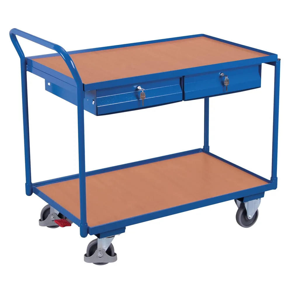 VARIOfit - Tischwagen 250kg, 1125 x 625 x 1010mm, 2 Schubladen , 2 Ladeflächen