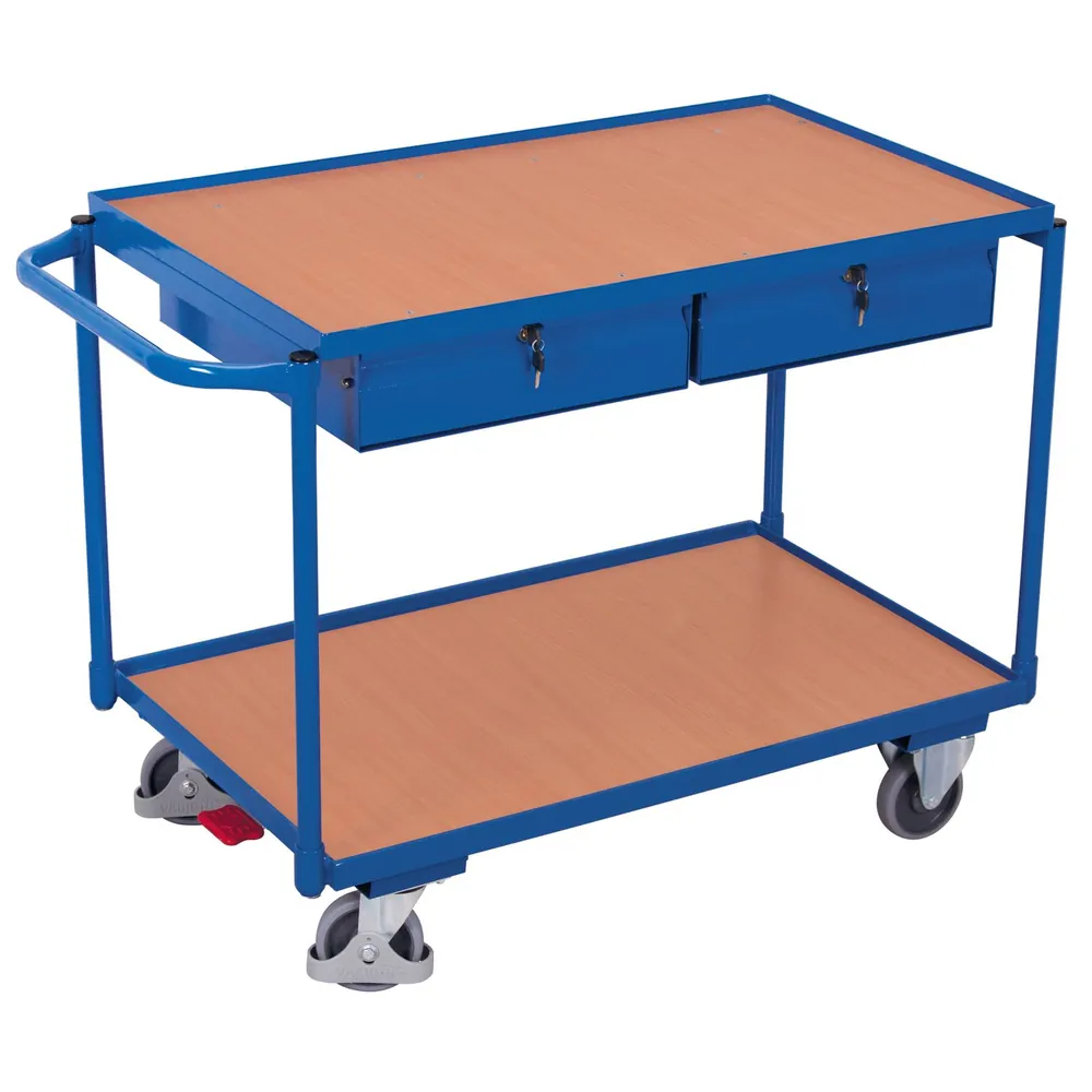 VARIOfit - Tischwagen 985 x 590mm, 2 Schubladen, Griff waagerecht